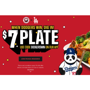 Panda Express $7 plate after every Dodgers home game win
