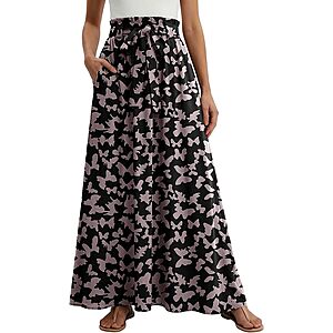 Lepunuo Women's High Waisted A-Line Maxi Skirt w/ Pockets (various) $10
