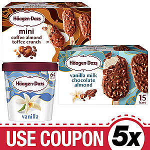 BJ's Ice Cream Double-Coupon Deals ($5 savings): Haagen-Dazs, Nestle Drumstick, Kit Kat Cones, Mickey Mouse Bars, Outshine Fruit Bars