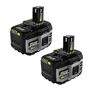 2-Pk RYOBI ONE+ 18V 8.0Ah Lithium EDGE Tabless High-Performance Batteries $199 + Free S&H