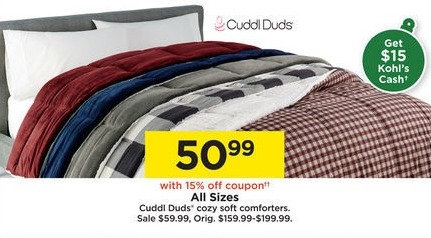 Kohl S Black Friday Cuddl Duds Cozy Soft Comforters All Sizes