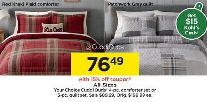 Kohl S Black Friday Cuddl Duds 4 Pc Comforter Set Or 3 Pc Quilt
