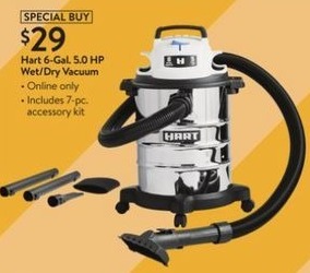 Hart 6-Gallon Stainless Steel Wet/Dry Vacuum