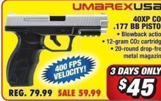 Big 5 Sporting Goods Black Friday Umarex 40xp Co2 177 Pistol For 45 00