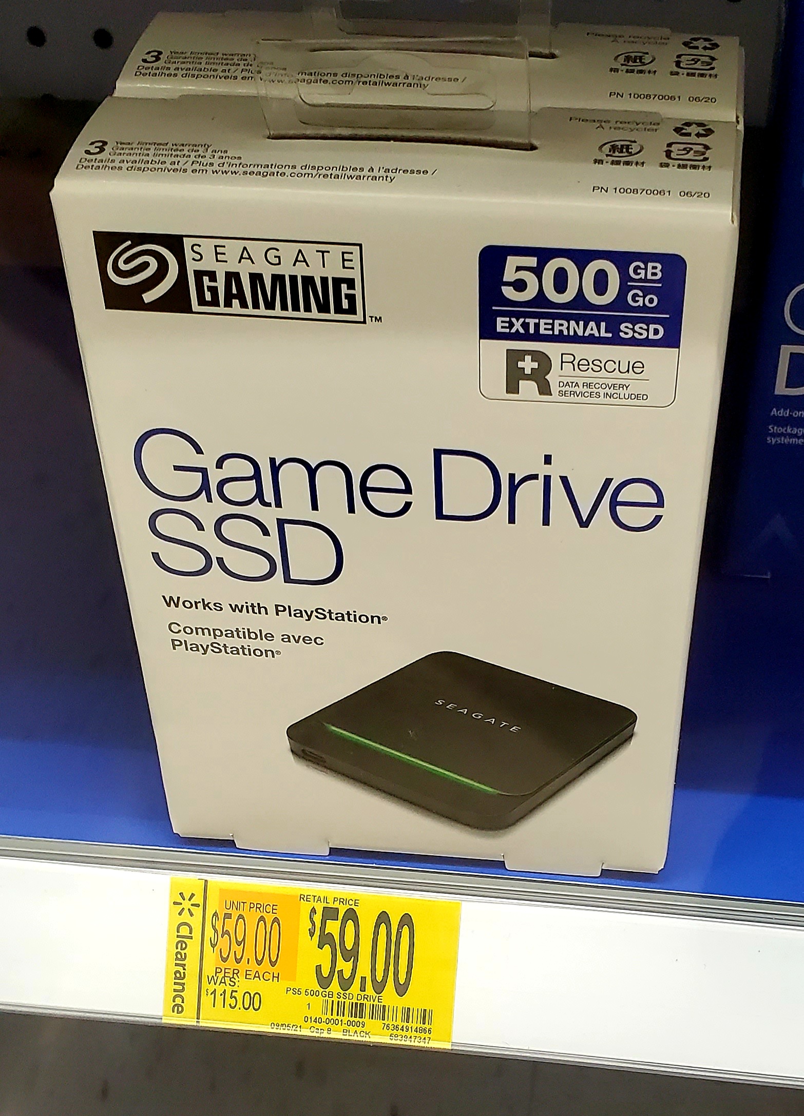 Seagate 500GB SSD Game Drive for PLAYSTATION *$59 Clearance @ Walmart - YMMV / B&M