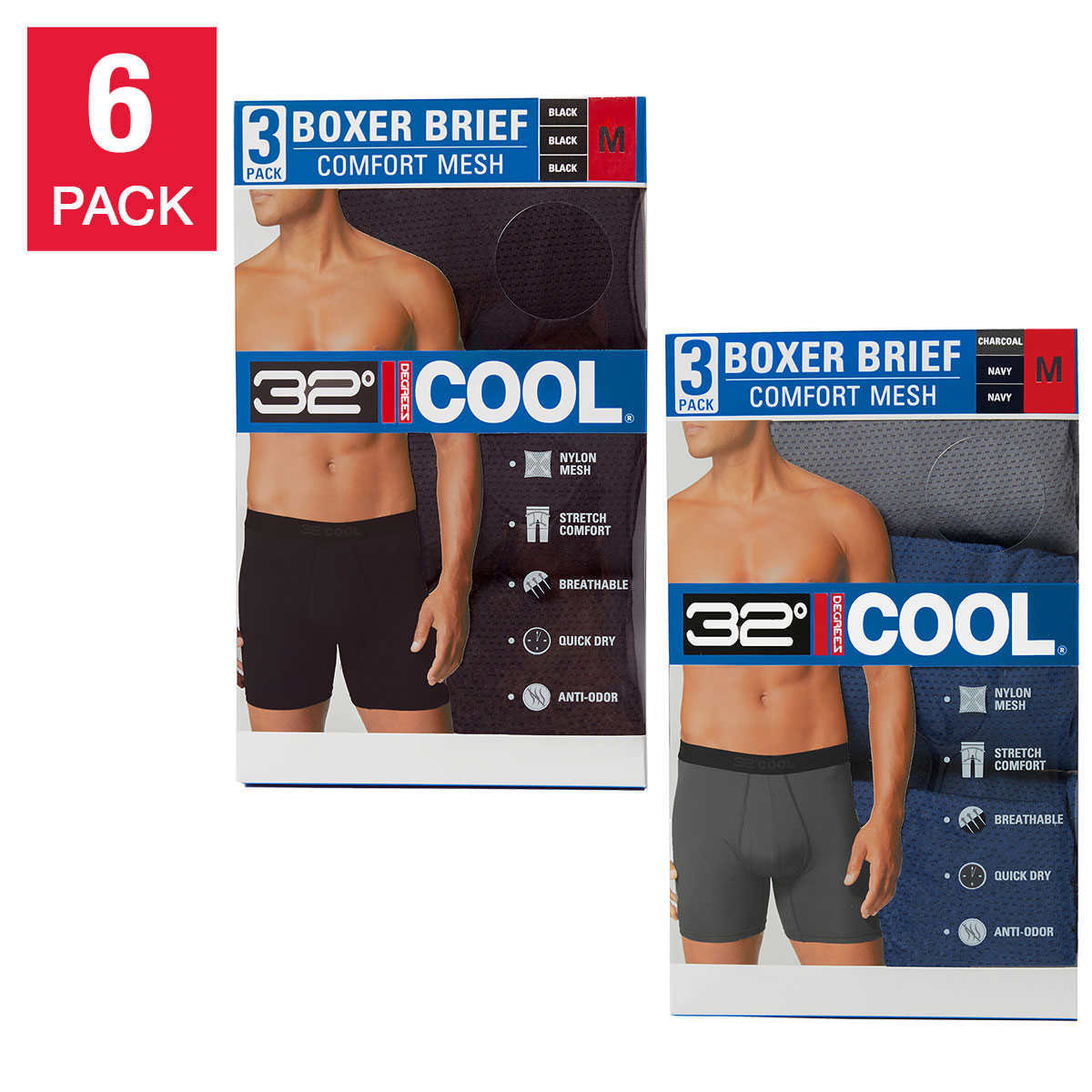 Costco 32 Degrees Men's Comfort Mesh Boxer Brief, 6-pack - $20.99 shipping included