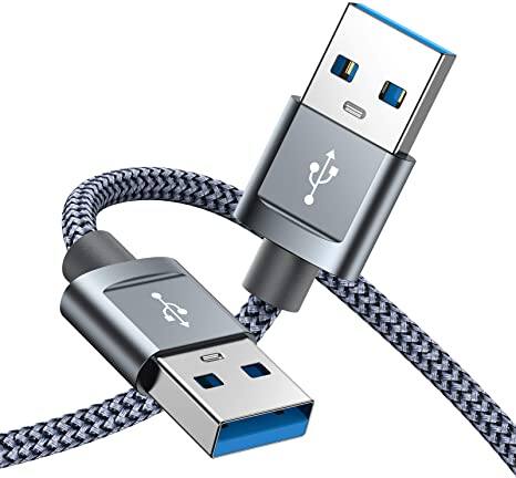 2-Pack 6.6ft Capshi USB 3.0 A to A Male to Male Nylon Braided Cables (Grey) - $5.99 + FS w/ Prime