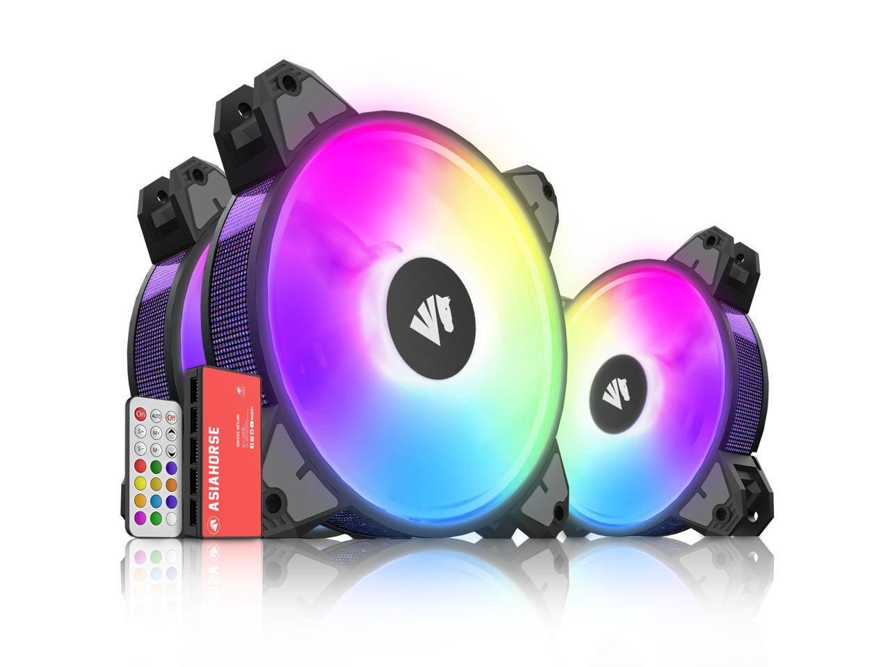 Asiahourse 120mm Case Fans, Addressable Rgb Color Changing Led w/ Remote Control Sync (3-Pack) for $21.99 + FS