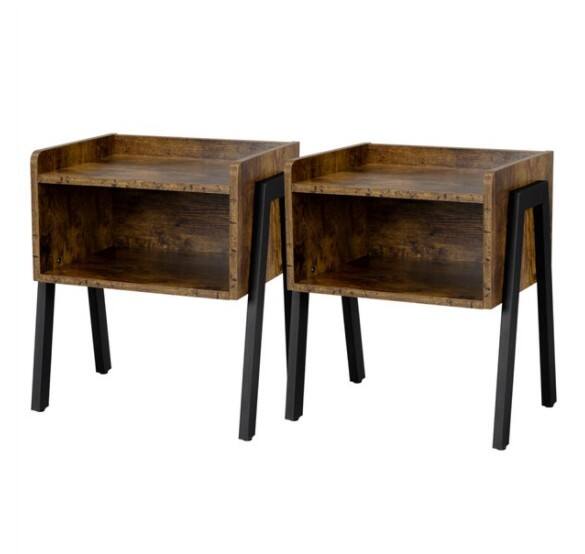 SmileMart 2-Pack Stackable Industrial, Mid-Century Modern End Tables,Rustic Brown $79.99 + Free Shipping