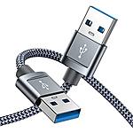 2-Pack 6.6ft Capshi USB 3.0 A to A Male to Male Nylon Braided Cables (Grey) - $5.99 + FS w/ Prime