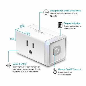 Kasa Smart WiFi Plug Lite by TP-Link - 12 Amp & Reliable Wifi Connection,  Compact Design, No Hub Required, Works With Alexa Echo & Google Assistant  (HS103) 