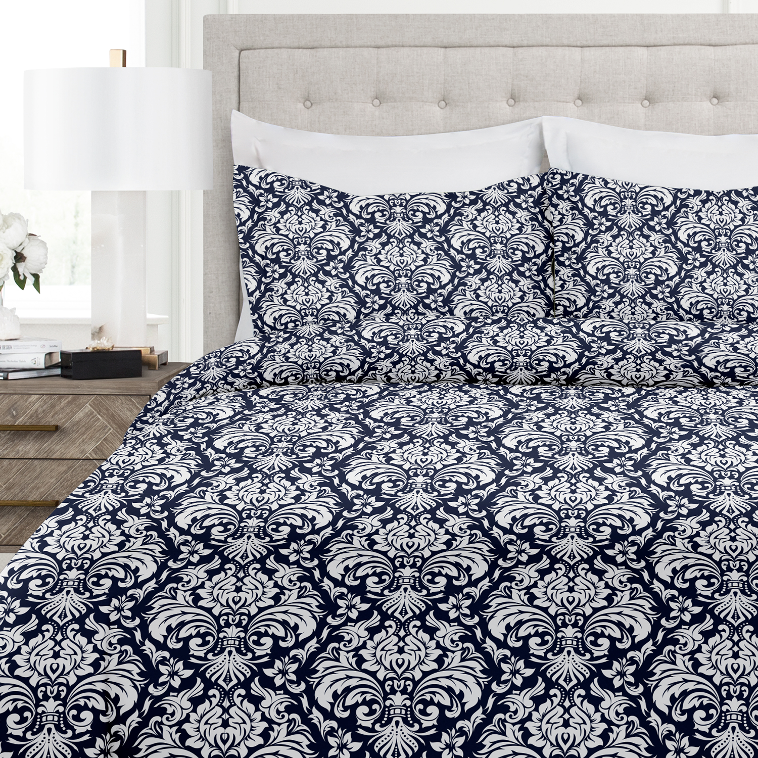 Linen's & Hutch Damask Patterned Duvet Cover + 2 Matching Shams (Available in 3 Sizes & 6 Colors) Starting at $25.59 + FS