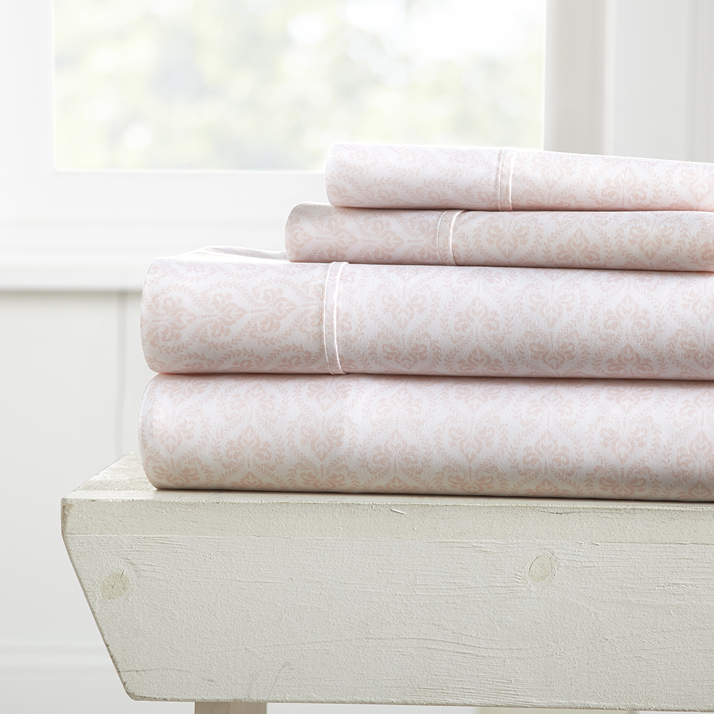 Linen's & Hutch Classic in Pink 4 Piece Patterned Sheet Set: Starting from $18.63 + Free Shipping