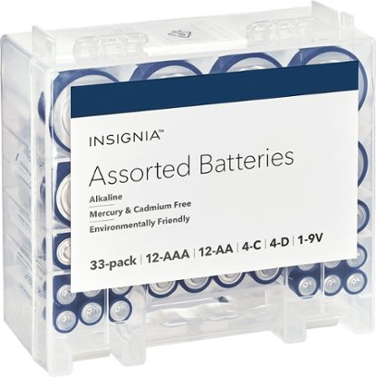 Insignia Assorted Batteries with Storage Box (33-Pack) $11.99