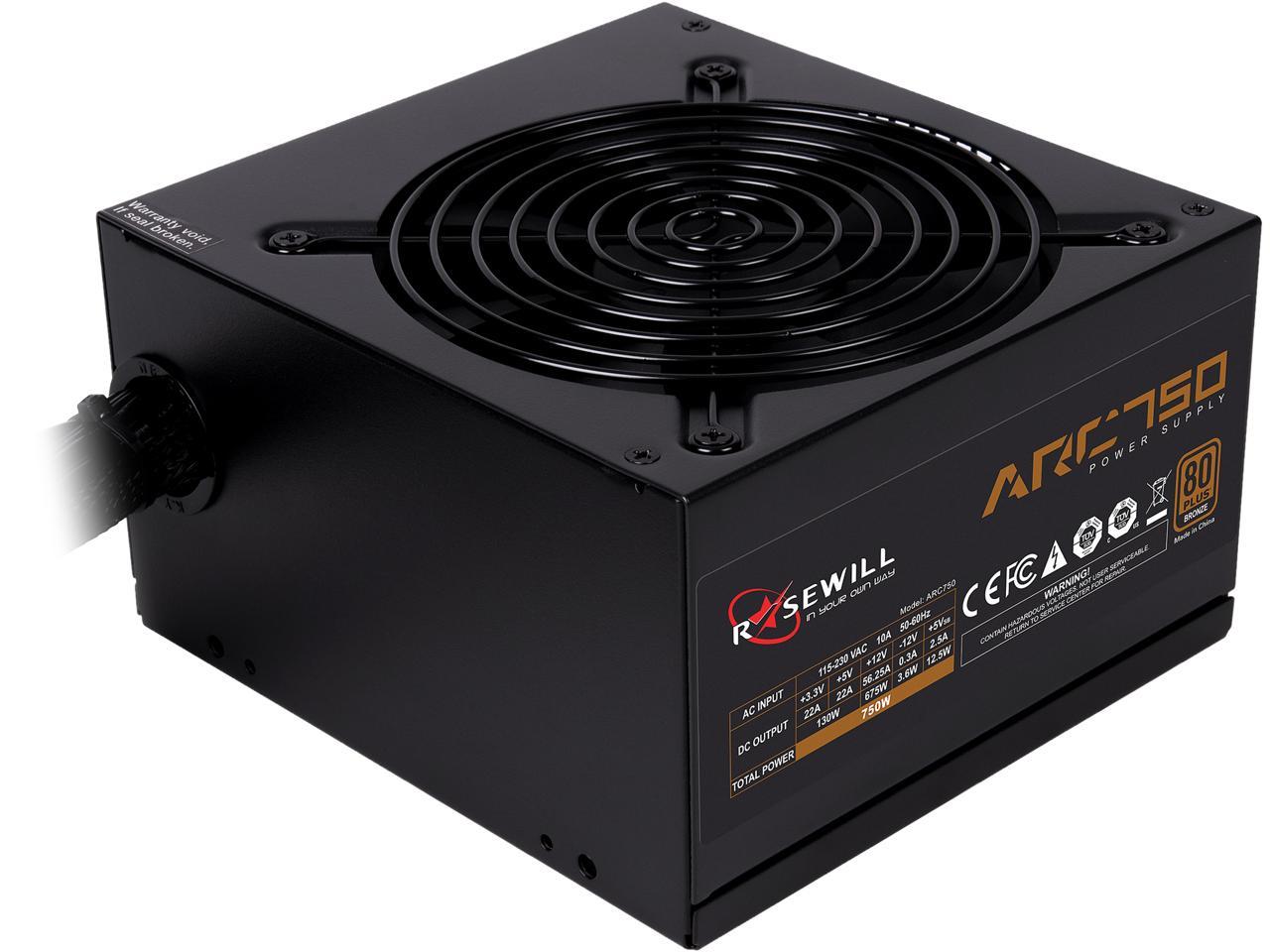 Rosewill ARC Series 750W 80 PLUS Bronze Certified Single +12V Rail Intel 4th Gen CPU SLI and CrossFire Ready Gaming Power Supply $57.99