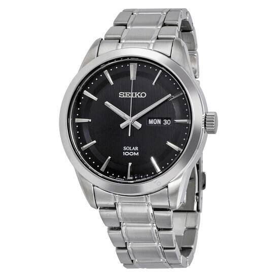 SEIKO Solar Black Dial Stainless Steel Men's Watch SNE363P1S - $89.99 SHIPPED