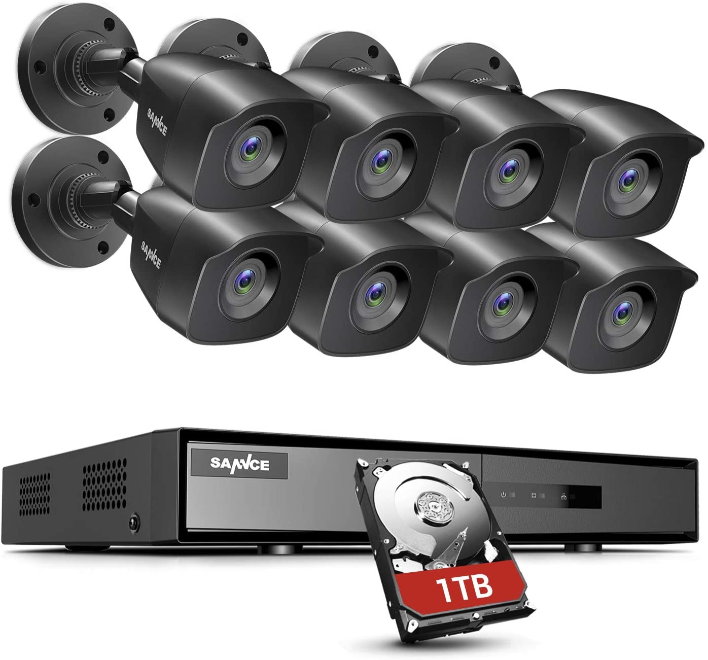 SANNCE 8CH 1080P Lite Home Security Camera System with 8x1080P Indoor/Outdoor Surveillance Cameras and 1TB Hard Disk Included for $209.99 AC