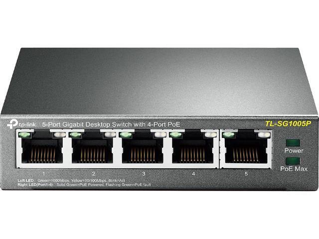 TP-Link 5 Port Gigabit PoE Switch | 4 Port PoE 56W | 802.3af Compliant | Shielded Ports | Traffic Optimization | Plug and Play | (TL-SG1005P) $48 + FS