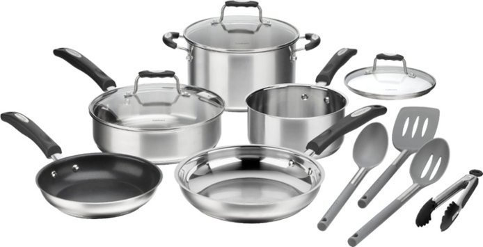 Cuisinart - 12-Piece Cookware Set - Stainless Steel $99.99