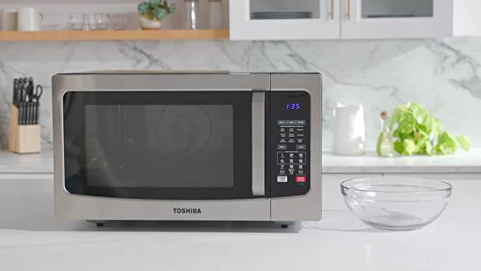TOSHIBA EM131A5C-SS Countertop Microwave Oven, 1.2 Cu Ft with 12.4" Turntable, Smart Humidity Sensor with 12 Auto Menus, Mute Function & ECO Mode, Stainless Steel $123.99