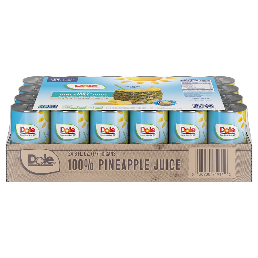 24-Count 6oz Dole All Natural 100% Pineapple Juice Cans $10.72