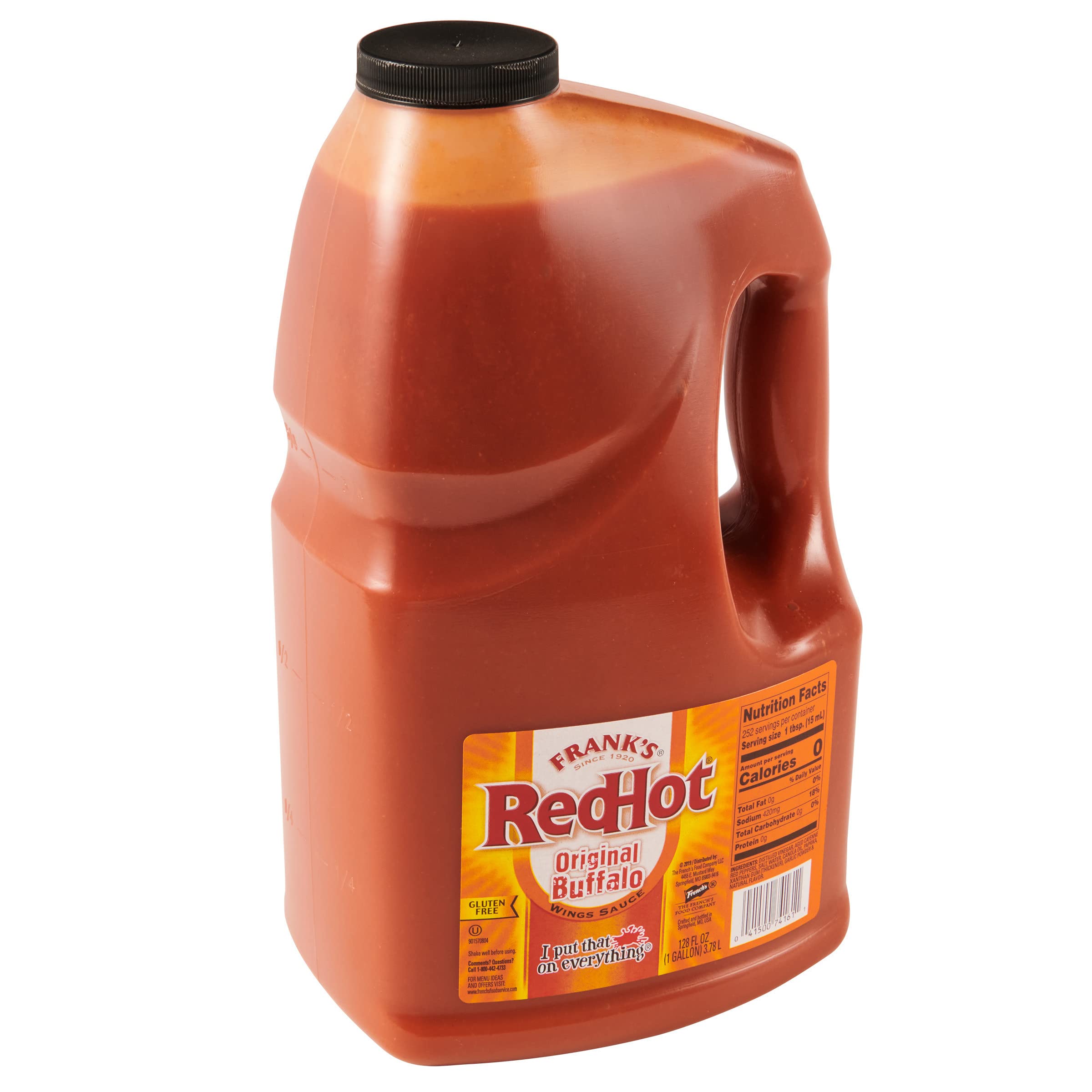 Frank's RedHot Original Buffalo Wings Sauce, 1 gal - 1 Gallon Bulk Container of Buffalo Hot Sauce with a Bold, Spicy Flavor Perfect for Wings, Dressings, Dips and More $11.91