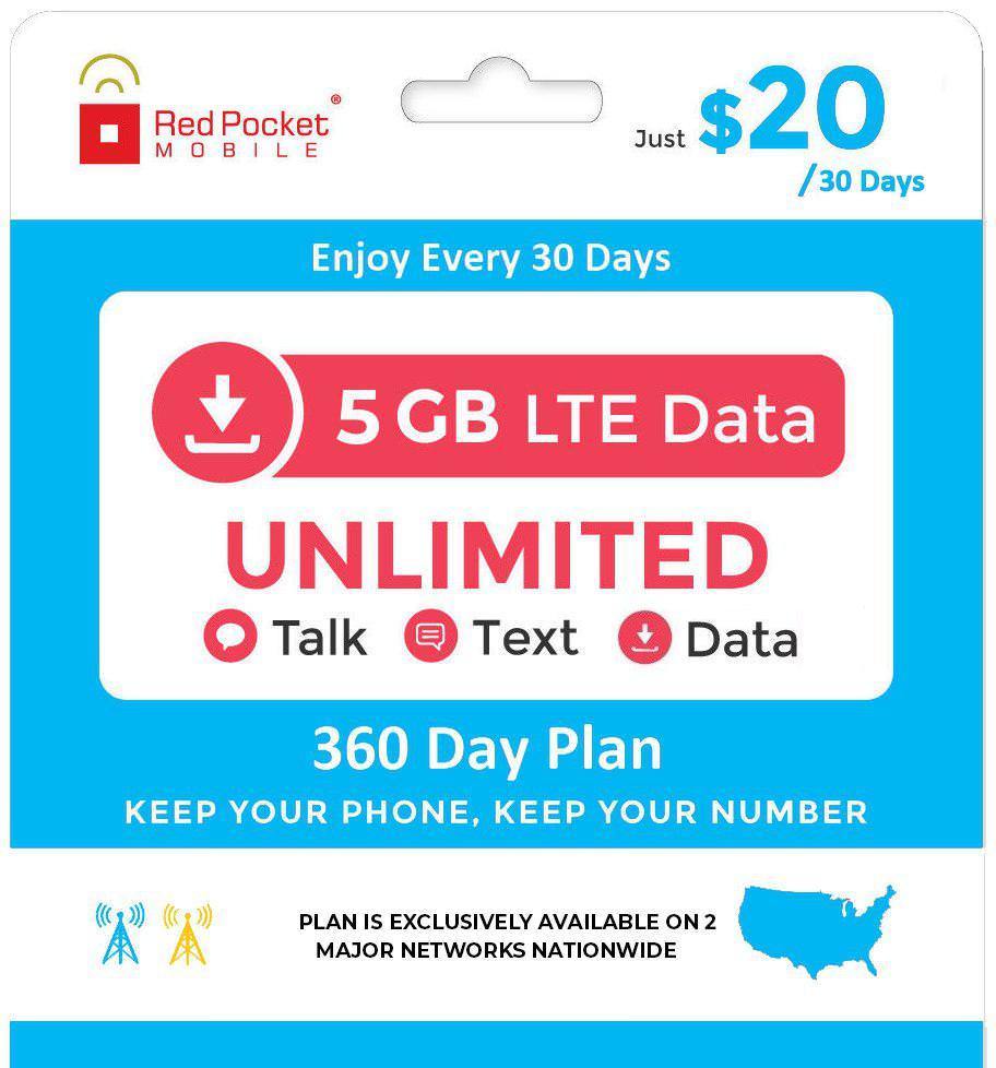 Ebay - Red Pocket 5gb year plan for AT&T and Sprint $204.00 after coupon making it $17.00 a month.
