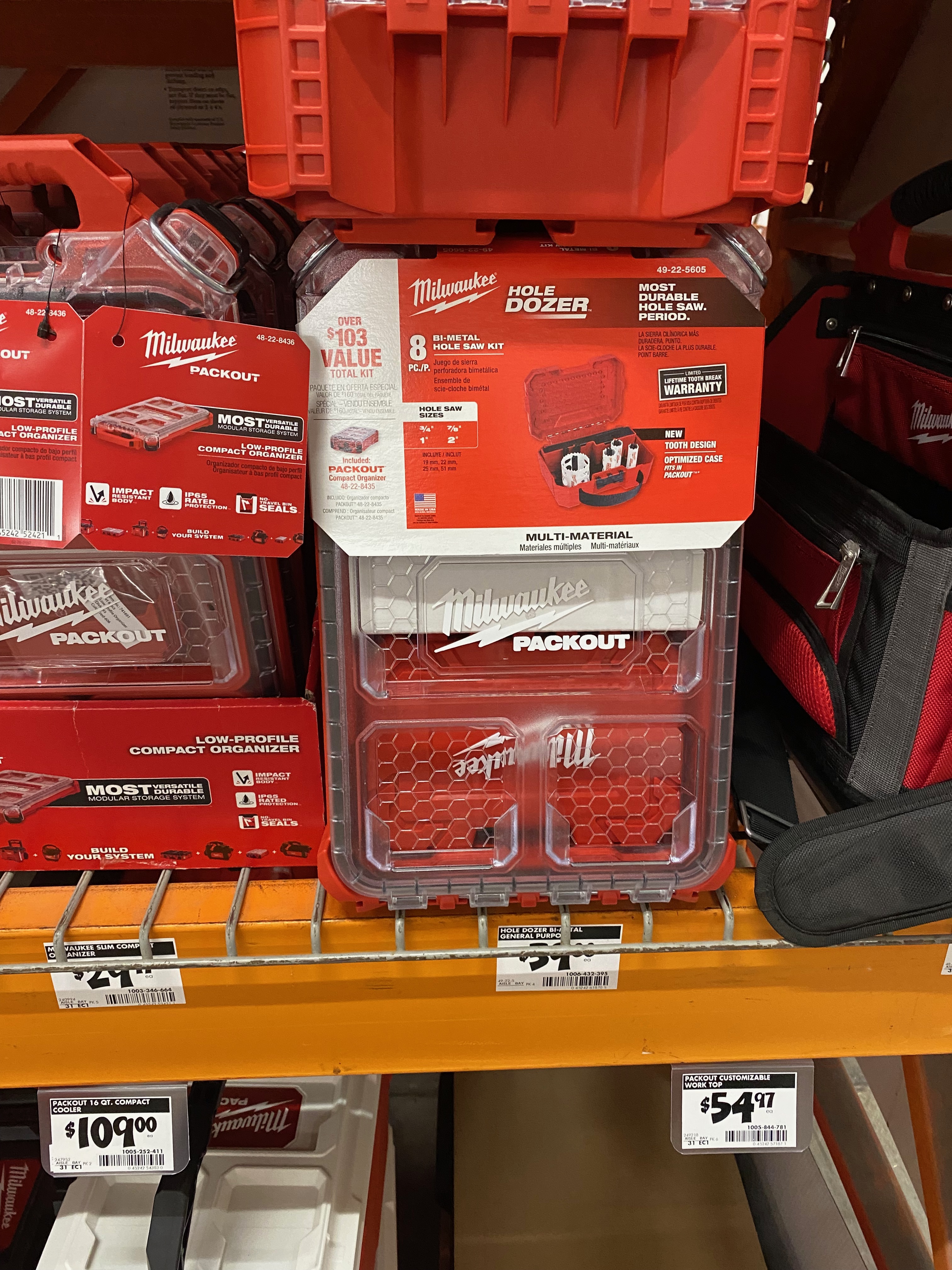 In Store Milwaukee Hole Dozer Bi-Metal General Purpose Hole Saw Set with PACKOUT Compact Organizer (8-Piece) YMMV $39.88