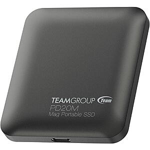 1TB Team Group PD20M Magsafe Portable USB 3.2 Gen 2x2 20 Gbps SSD, up to 2000 MB/s, Compatible with iPhone 15 series and later @ $73.79