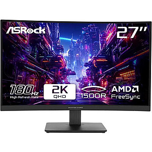 27" Asrock PG27QRT1B Phantom Gaming QHD 180Hz VA Panel FreeSync Curved Gaming Monitor /w Speaker @ $130 + F/S
