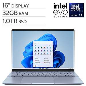 Asus VivoBook S16: 16" 2.8K 120Hz OLED, Core Ultra 9 285H, 32B LPDDR5X, 1TB Gen4 SSD, Win11H $999.99 @Costco