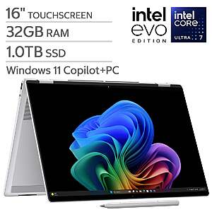 HP OmniBook 7 Flip 16 2-in-1: 16" 2.8K 120Hz OLED Touch, Ultra 7 258V, 32GB LPDDR5X, 1TB Gen4 SSD, Win11H, HP MPP 2.0 Pen @ $1000