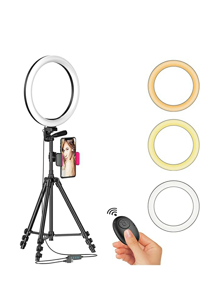 12 Led Selfie Ring Light W Tripod Stand Cellphone Holder