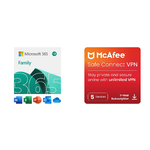 15-Month Microsoft 365 Family (6 People) + 1-Year McAfee Secure VPN 2023 (5 Devices) $70 (Digital Download)