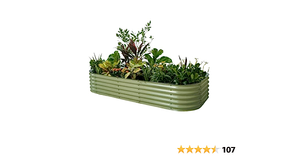 Vego garden Raised Garden Bed Kit, 17" Tall 10 in 1 Modular Metal Raised Garden Beds Kit, Metal Planter Box for Vegetables, Flowers, Herbs, Olive Green