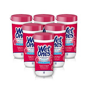 Wet Ones Fresh Scent Antibacterial Hand Wipes - 40 ct. Canister (6 pack) $14.99 @ Amazon