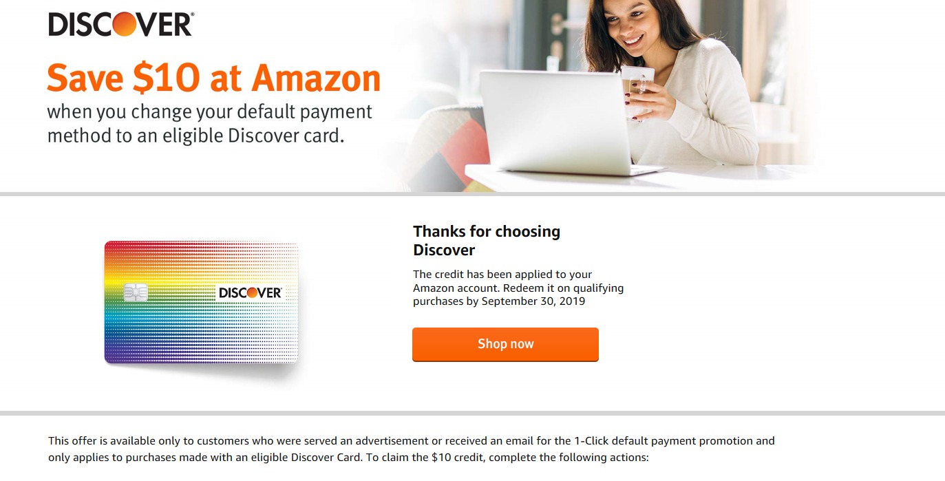 Amazon: Change default Payment to Discover Card and get ...