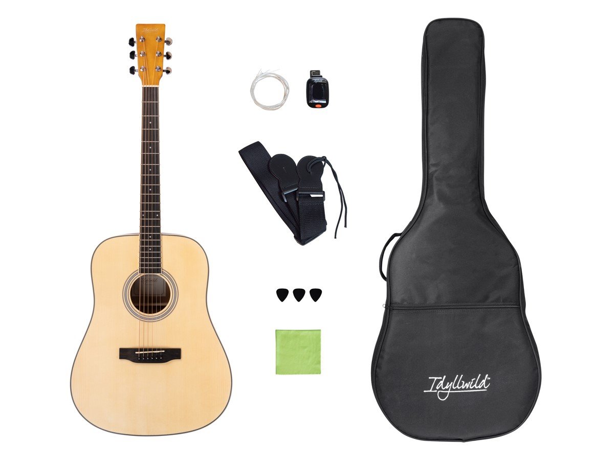 Idyllwild Acoustic Guitar by Monoprice - Solid Spruce Top Steel $74.99 / Full-Size 4/4 Spruce Top - $52.49 -- with Accessories and Gig Bag