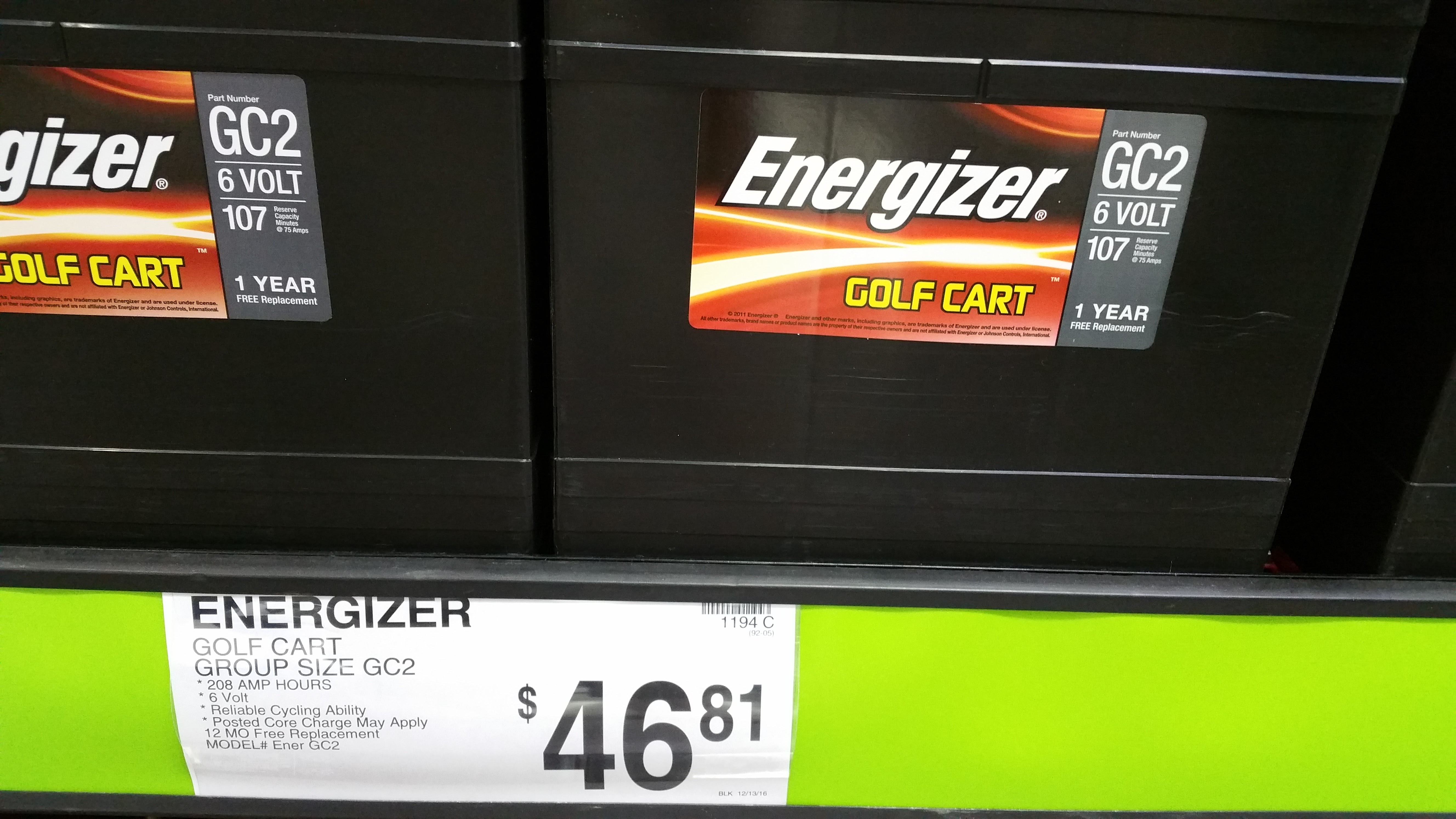 Energizer Golf Cart Batteries at Sam's Club 46.81