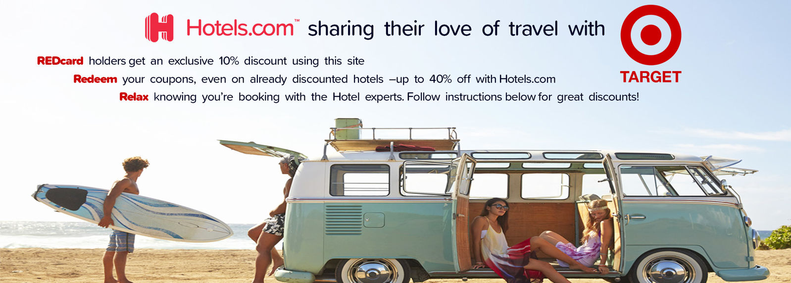 Target Redcard gets 10% off on Hotels.com Valid till Dec 31, 2020 Travel until Mar 31, 2021