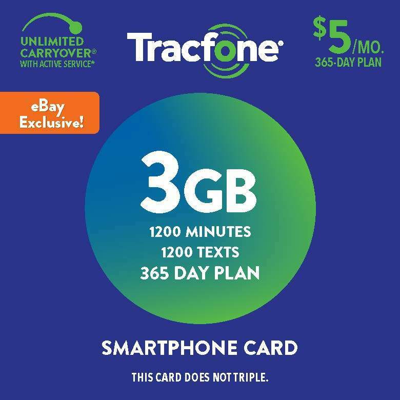 Tracfone 1 Year Prepaid Smartphone Activation Kit W 1200 Min 1200 Txt