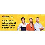 Get a 1-year Free subscription of  Food Network  Kitchen on us for Fire TV and Fire Tablet Customers