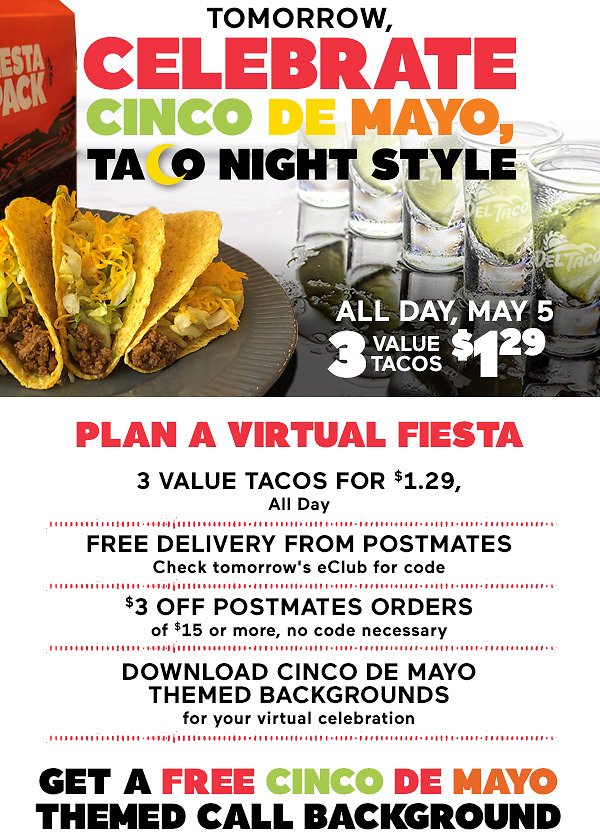 Del Taco 3 Value Tacos Only 1 29 Tuesday All Day 5 5