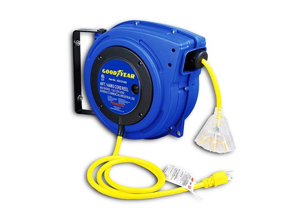 Goodyear Retractable Cord Reel 14AWG x 40' ft. 3C/SJTOW Triple Tap with LED Light Connector $99.99 + Free Shipping W/Prime @ Woot