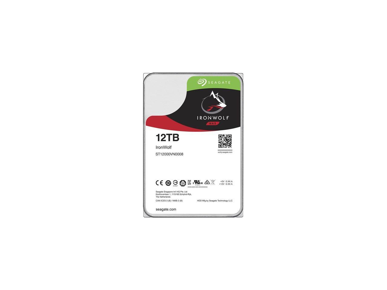 Seagate IronWolf 12TB NAS Hard Drive 7200 RPM 256MB Cache SATA 6.0Gb/s CMR 3.5" Internal HDD for RAID Network Attached Storage ST12000VN0008 - OEM $264.99