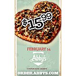Abby's Legendary Pizza (Oregon &amp; Central Washington) Valentines Day $15.99 any giant pizza in shape of heart