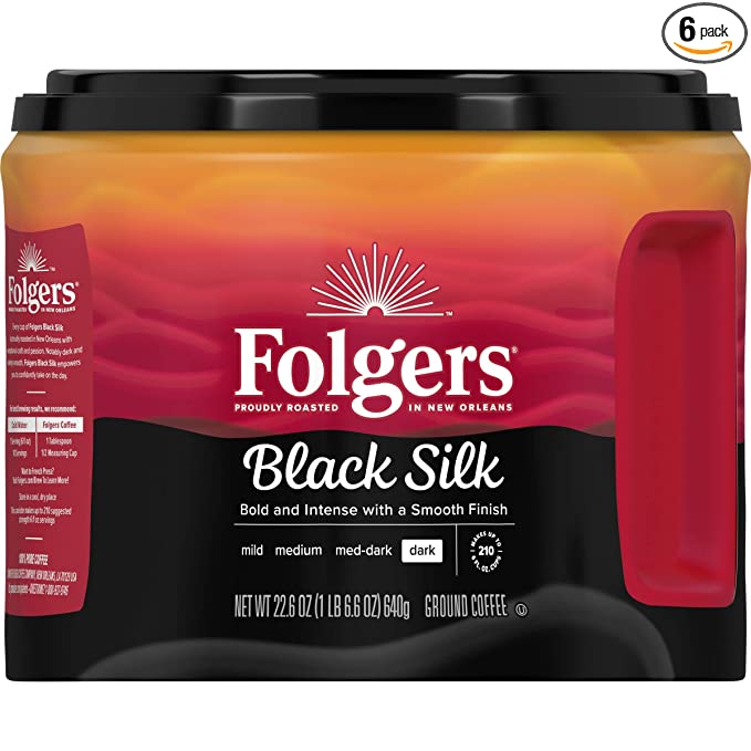 6 pack 22.6oz Folgers Black Silk Coffee $18.63 w S&S + promo code