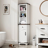 5-Tier Lark Manor Freestanding Linen Tall Bathroom Storage Cabinet Tower w/ Doors &amp;amp; Adjustable Shelves (White, Gray) $44.99 + Free Shipping