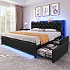 Yitahome Modern Upholstered Faux Leather Platform Bed w/ RGB LED Lights Headboard, USB-C Charging Ports &amp;amp; 4 Storage Drawers (Queen, Black) $199.99 + Free Shipping