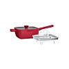 4.5-Quart So Yummy by bella 3-Piece Square Pan Aluminum Cookware Set w/ Ceramic Nonstick Coating​ &amp;amp; Dishwasher Safe Silicone &amp;amp; Glass Lid (Red) $9.99 + Free Shipping w/ Prime
